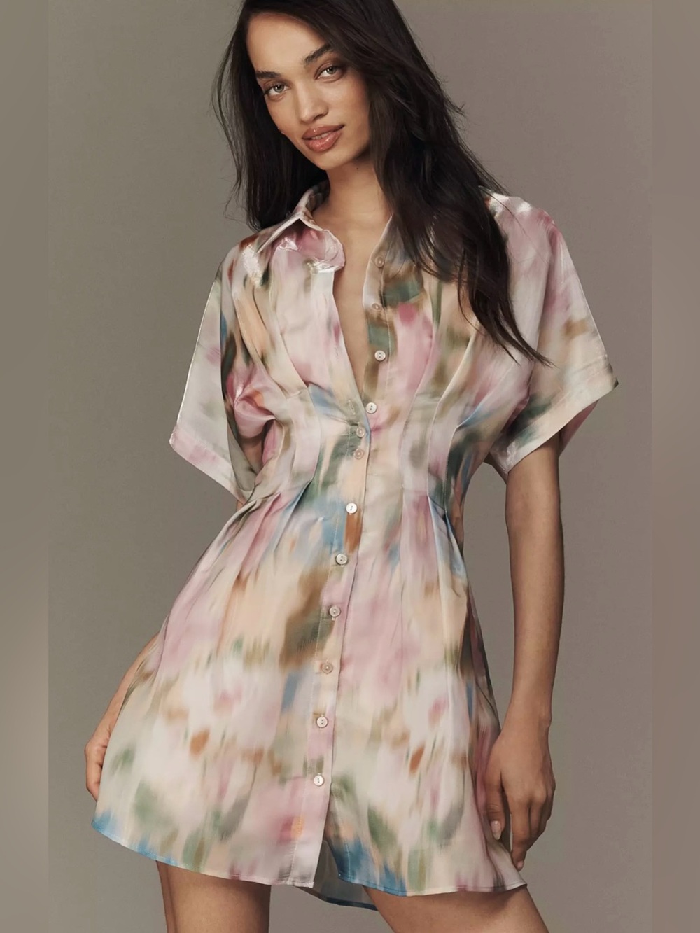 The Tobie Organza Mini Shirt Dress by Exquise